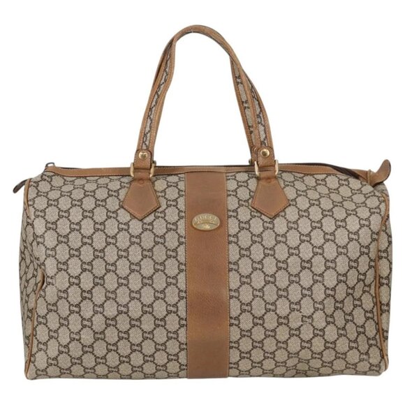 GUCCI GG Plus Supreme Boston Bag PVC Beige Gold Auth bs27274 - Picture 2 of 16